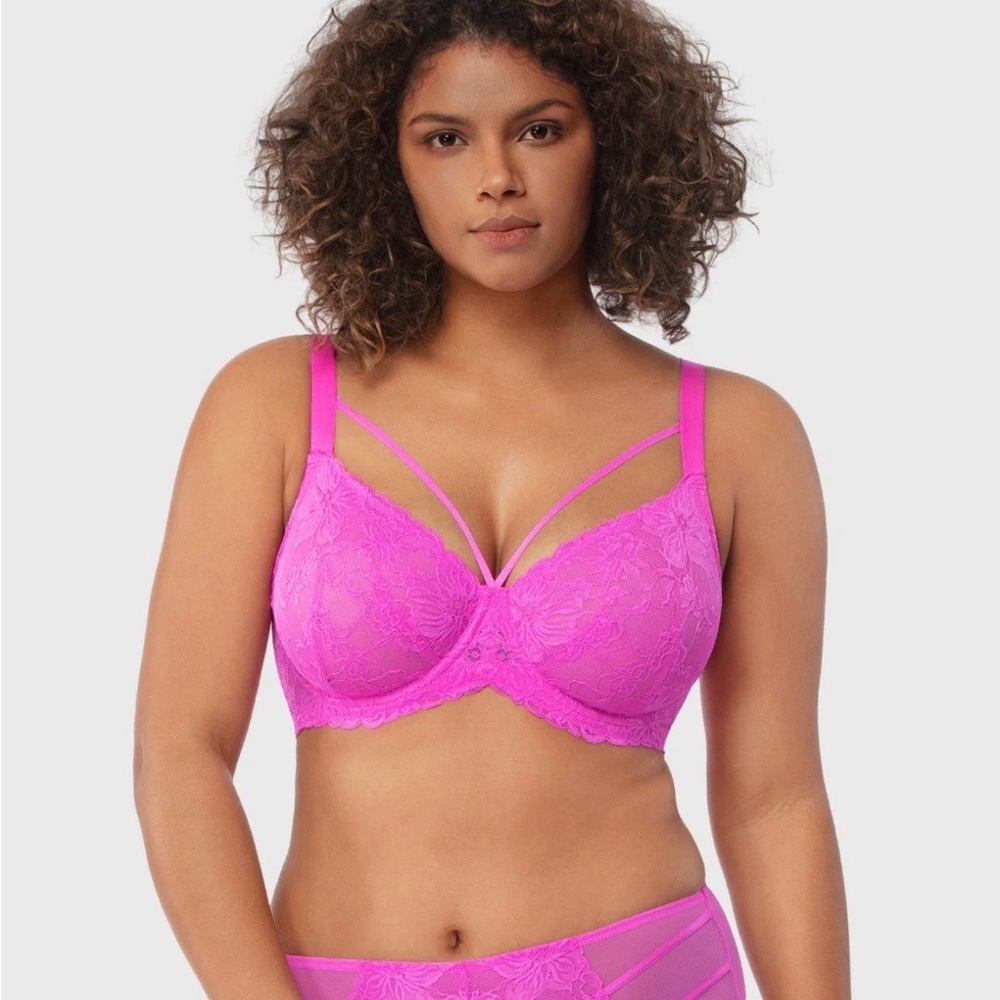 Unlined Lace Bra in Vibrant Pink